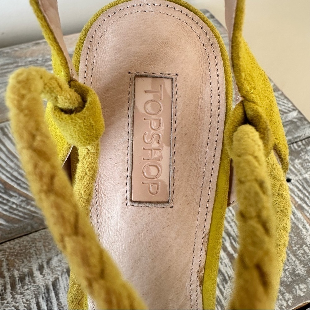 TopShop-Yellow Chunky Heeled Lace Up Spring/Summer Sandals (Size-11.5) - Picture 8 of 8